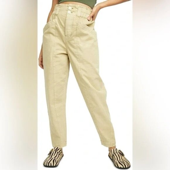 Free People Pants - Free People Women’s Ready to Run Cinch-Waist Pants OB1235398 Parchment Size XS